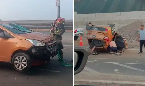 Auto se despista, da vueltas de campana y deja cinco heridos en la Costa Verde