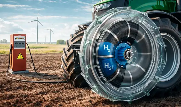 Ingenieros alemanes crean ruedas de tractor con hidrógeno para trabajar más horas sin repostar combustible durante el día