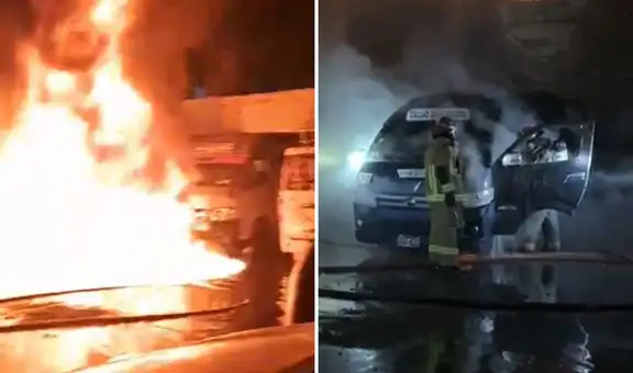 Feroz incendio consumió cochera con 14 vehículos de transporte público en Independencia: conductores no descartan ataque por extorsión