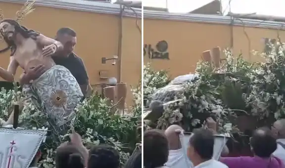 Ica: imagen de Jesús se quiebra durante procesión por Domingo de Resurrección en la Plaza de Armas