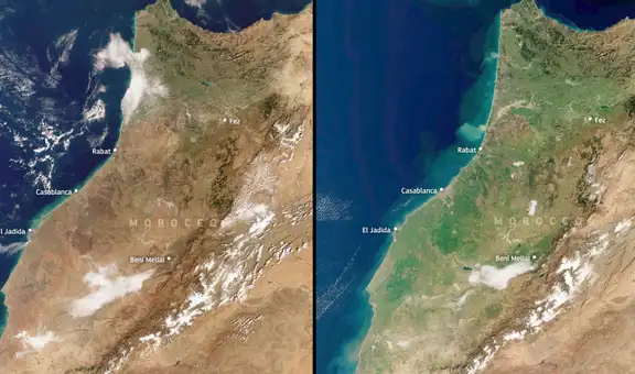 Las imágenes satelitales muestran el gran cambio: las lluvias intensas transformaron un territorio que no se veía tan verde en una década
