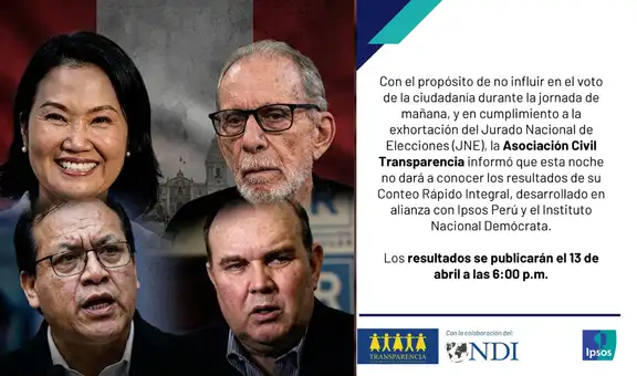 IPSOS anuncia que publicará su conteo rápido este lunes lunes a las 6:00 de la tarde