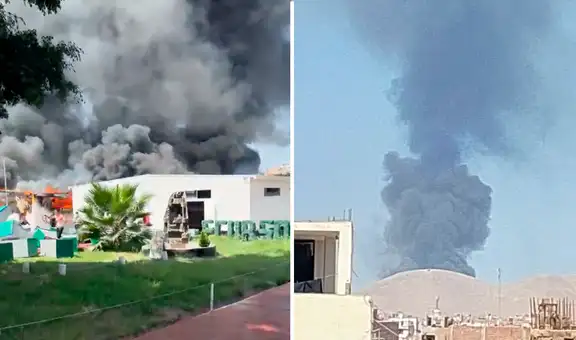 Enorme incendio consume la Escuela Técnico Superior de la Policía Nacional del Perú en Puente Piedra