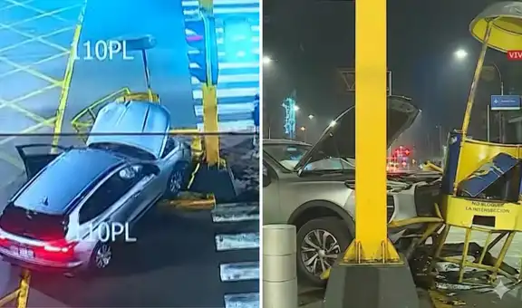 Aparatoso accidente en av. Javier Prado deja dos heridos: camioneta terminó empotrada contra caseta policial