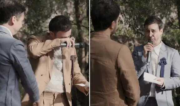 Adrián Bello rompe en llanto al dedicarle sus votos a Bruno Ascenzo en el altar: "En tus ojos aprendo a mirarme con amor"