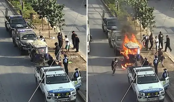 Pareja en VMT incendió su mototaxi para evitar que fiscalizadores municipales la incauten: "Para nadie"