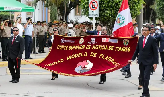 Corte Superior de Justicia de Tumbes celebró su 25° aniversario con desfile institucional