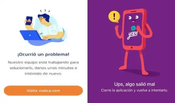 Reportan caída de Yape y BCP en pleno Día de la Madre: usuarios se quejan por problemas para hacer transferencias y pagos