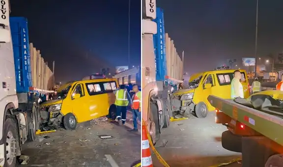 Tres fallecidos deja choque de miniván con pasajeros contra tráiler en la Panamericana Sur