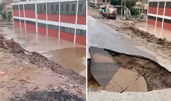 Colegio Fe y Alegría amaneció inundado en San Juan de Lurigancho: fuga de agua afecta aulas y deja a casi mil escolares perjudicados