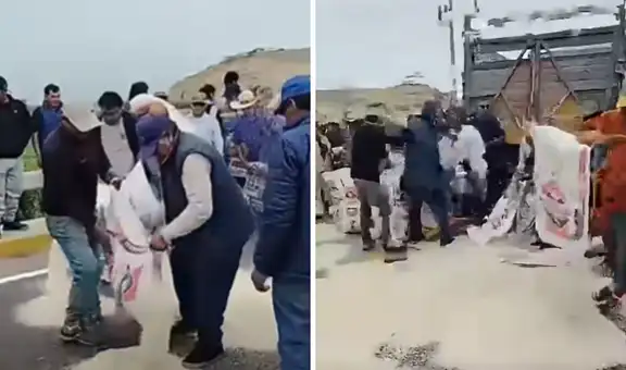 Paro agrario: arrojan sacos de arroz en plena carretera en rechazo a exceso de importaciones en Arequipa