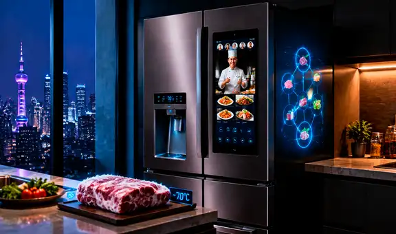 China presenta una refrigeradora inteligente 5G que congela ultrarrápido a -70 °C, con chefs online en vivo y 780 L de capacidad