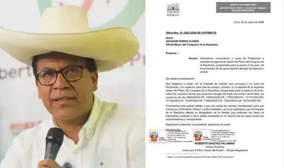 Roberto Sánchez solicita a Junta de Portavoces incluir derogación de leyes procrimen en próximo pleno del Congreso