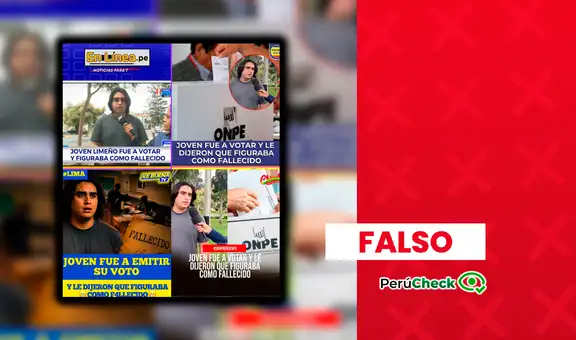 Joven elector no fue registrado como fallecido ni se le impidió votar en Surco