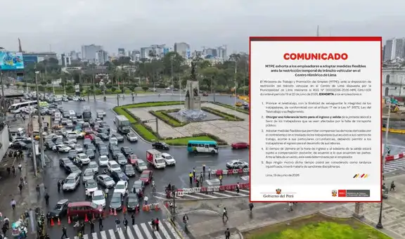 MTPE exhorta a empleadores a aplicar teletrabajo y flexibilizar horarios por restricción vehicular en el Centro de Lima