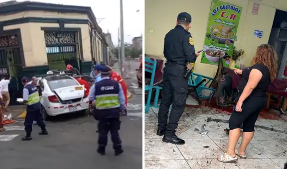 Violento choque en el Cercado de Lima deja tres mujeres heridas: un auto terminó empotrado en local de comida