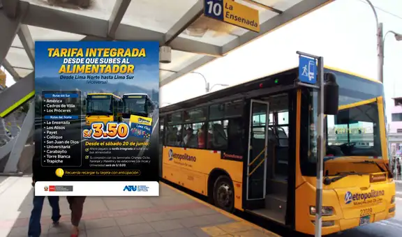 ATU aplica tarifa integrada de S/3.50 en alimentadores de Lima Norte y Sur desde este 20 de junio