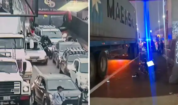 Congestión vehicular en Vía Evitamiento por accidente: estudiante muere tras chocar contra tráiler