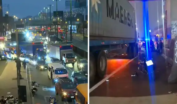 Congestión vehicular en Vía Evitamiento por accidente: estudiante muere tras chocar contra tráiler