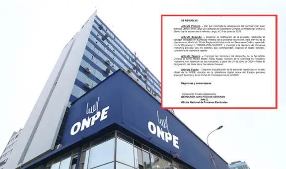 ONPE da por concluida la designación de Elar Bolaños en el cargo de secretario general