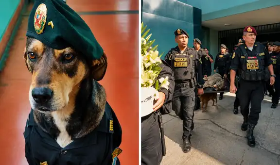 Despiden a Vaguito, perro rescatado que acompañó por años el trabajo de policías en Trujillo: "Hasta siempre, amigo fiel"