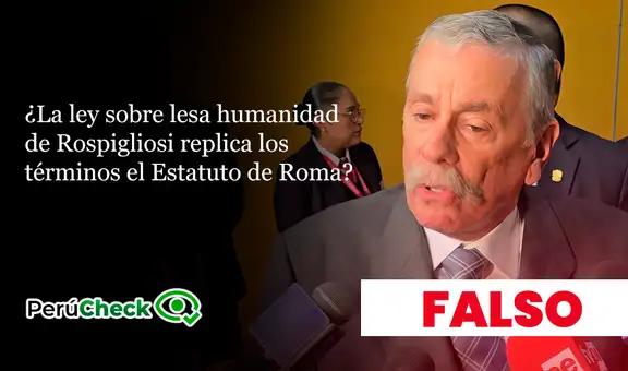Fernando Rospigliosi: es falso que su ley sobre lesa humanidad tenga los mismos términos que el Estatuto de Roma