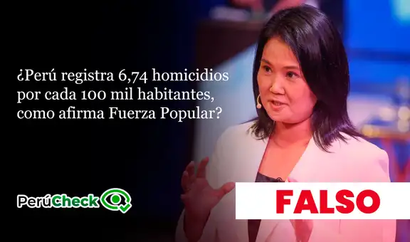 Plan de gobierno de Fuerza Popular afirma que tasa de homicidios es de 6,74 homicidios, pero es falso