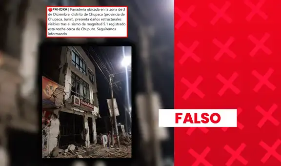 No es real la imagen que muestra supuestos daños estructurales en una panadería y sus alrededores tras el sismo de 5,1 en Junín: se elaboró con inteligencia artificial