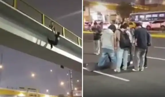 Joven termina hospitalizado tras caer de un puente peatonal en San Miguel mientras era grabado por sus amigos