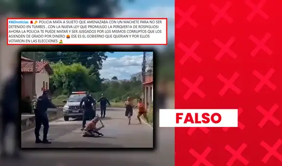 Es falso que el video de un policía abatiendo a un hombre armado corresponda a Tumbes y esté relacionado con la nueva ley del fuero militar