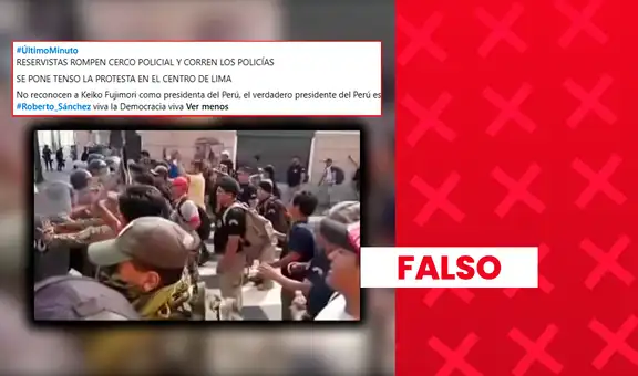 El video que muestra a reservistas enfrentándose a la Policía durante la toma de mando de Keiko Fujimori es falso: fue grabado en 2023