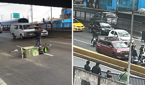 Vía Evitamiento: motorizado sufre accidente y genera congestión vehicular cerca del puente Trujillo