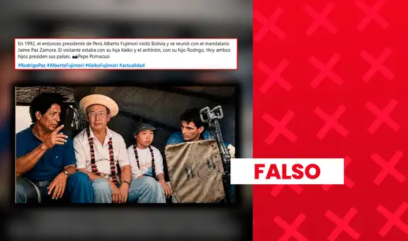 Es falso que esta fotografía muestre a Keiko Fujimori junto al actual presidente de Bolivia: quien aparece en la imagen es Kenji Fujimori