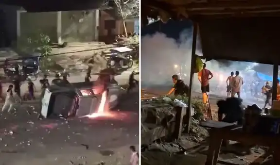 Ucayali: queman patrullero de la PNP durante enfrentamiento por bloqueo de la carretera Federico Basadre