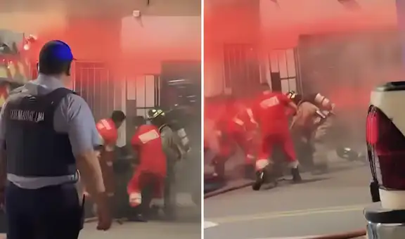 Bombero resulta gravemente herido tras ser lanzado por los aires por explosión durante incendio en barbería del Cercado de Lima