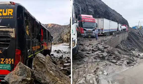 Arequipa: rocas caen sobre vehículos y pasajeros quedan varados por lluvias intensas y deslizamientos