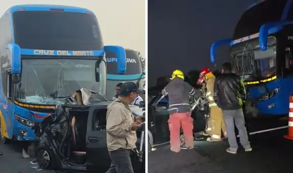 Tragedia en la Panamericana Norte: 2 muertos deja choque entre bus interprovincial y auto colectivo