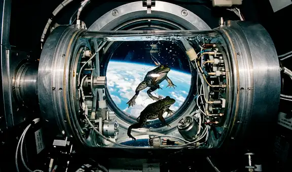 En 1970, la NASA puso en órbita 2 ranas toro para monitorear el mareo espacial: durante 6 días registraron 139 horas de información sobre el equilibrio en gravedad cero