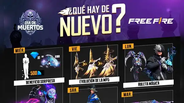 Free Fire lanza su agenda semanal del 2 al 8 de noviembre con el Asesino de la Oscuridad y Descanso Eterno