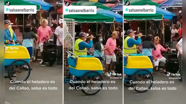 El dúo perfecto: heladero acompaña con su corneta a cantante de salsa callejero en el Callao