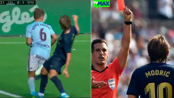 Expulsión de Modric: Real Madrid se quedó con uno menos ante el Celta tras pisotón del croata [VIDEO]