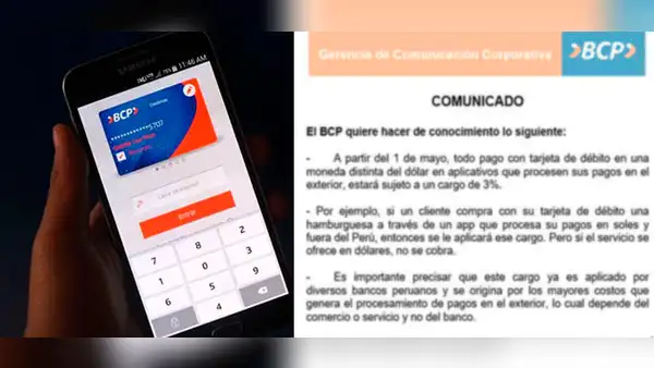 BCP da su descargo respecto al cobro del 3% adicional en tarjetas de débito desde mayo 