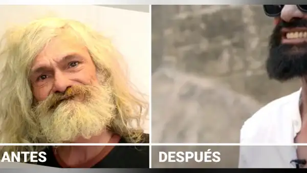 Indigente se afeita la barba y se corta el cabello luego de varios años y tiene asombrosa transformación [VIDEO]
