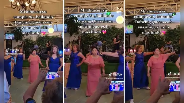 Señora cumple 80 años y lo celebra bailando coreografía de Abba al lado de sus amigas