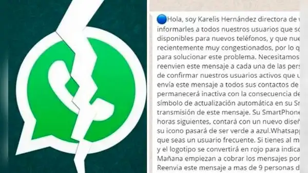 ¡Atención! Comparten en WhatsApp un falso mensaje que amenaza con cerrar cuentas y cobrar