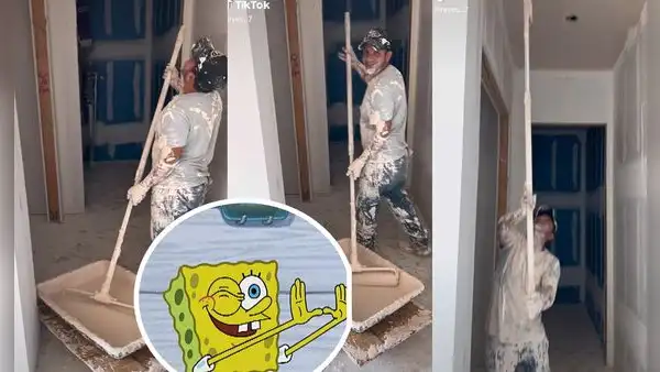 Joven intenta pintar techo de una casa y termina todo manchado por su inexperiencia