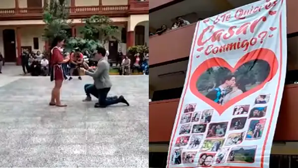Estudiante de la UNFV le pide matrimonio a su novia frente a todos sus compañeros [VIDEO]