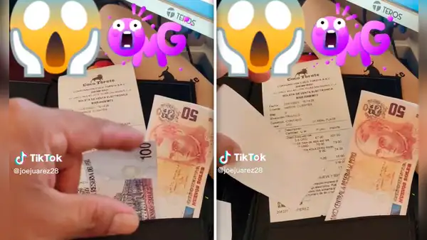 Mozo muestra decepcionado los billetes sin valor que cliente le dejó como propina: “Se pasó”