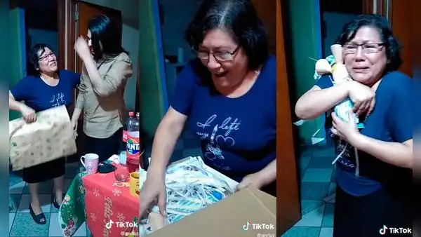 Mujer se emociona al recibir el muñeco de Topo Gigio que soñaba tener de niña