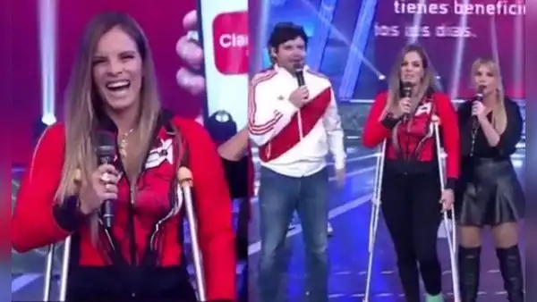 Alejandra Baigorria reaparece en Esto es guerra caminando en muletas